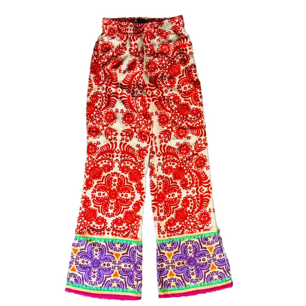Zara Red and Purple Patterned Trousers